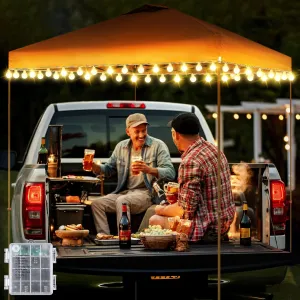 1 Pack Canopy Tent Lights, 40ft 80LEDs Canopy Lights Outdoor Battery Powered with 8 Modes, Bright Camping Canopy String Lights for 10' x 10' Pop Up Canopy Tent, Suitable for Tailgate Party