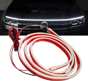 1 Pcs Exterior Car Led Strip Lights,Flexible 70 Inches Car Led Hood Light Strip,Universal Waterproof Vehicle Ambient Light Accessories Fits for Cars Suvs Trucks (White)