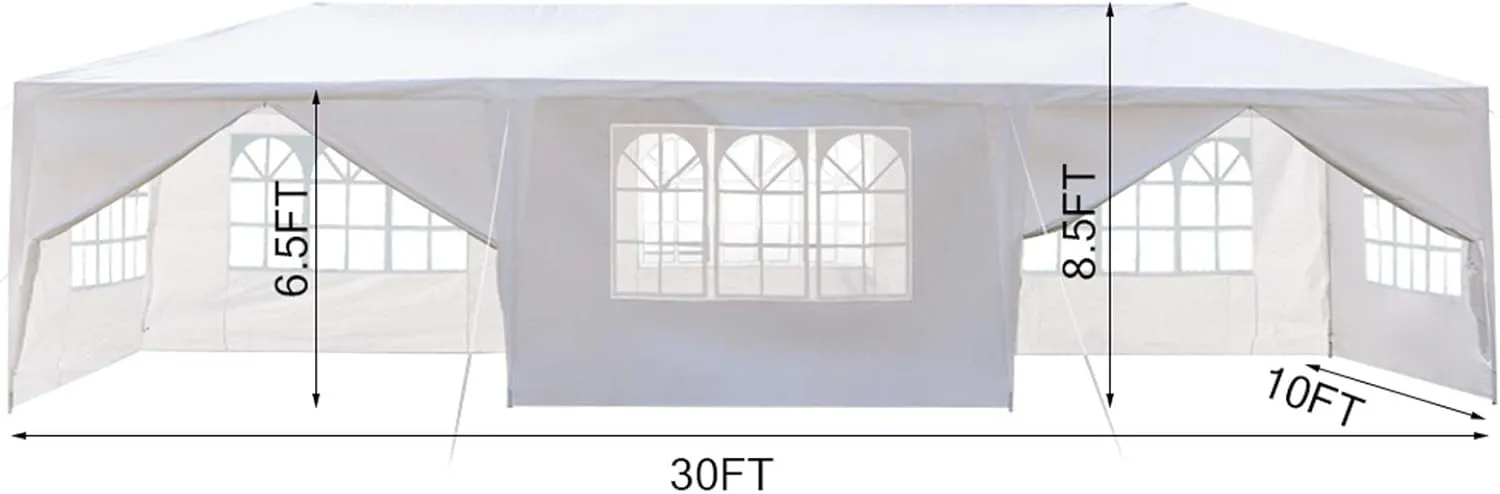 10' x 30' Heavy Duty Canopy Tent with Side Walls, Parking Shed Practical Waterproof Folding Tent Instant Outdoor Portable Wedding Party Tent,Patio Parties Tent BBQ Shelter Canopy Gazebo