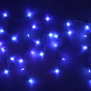 100-light M5 Blue LED Icicle Lights, White Wire