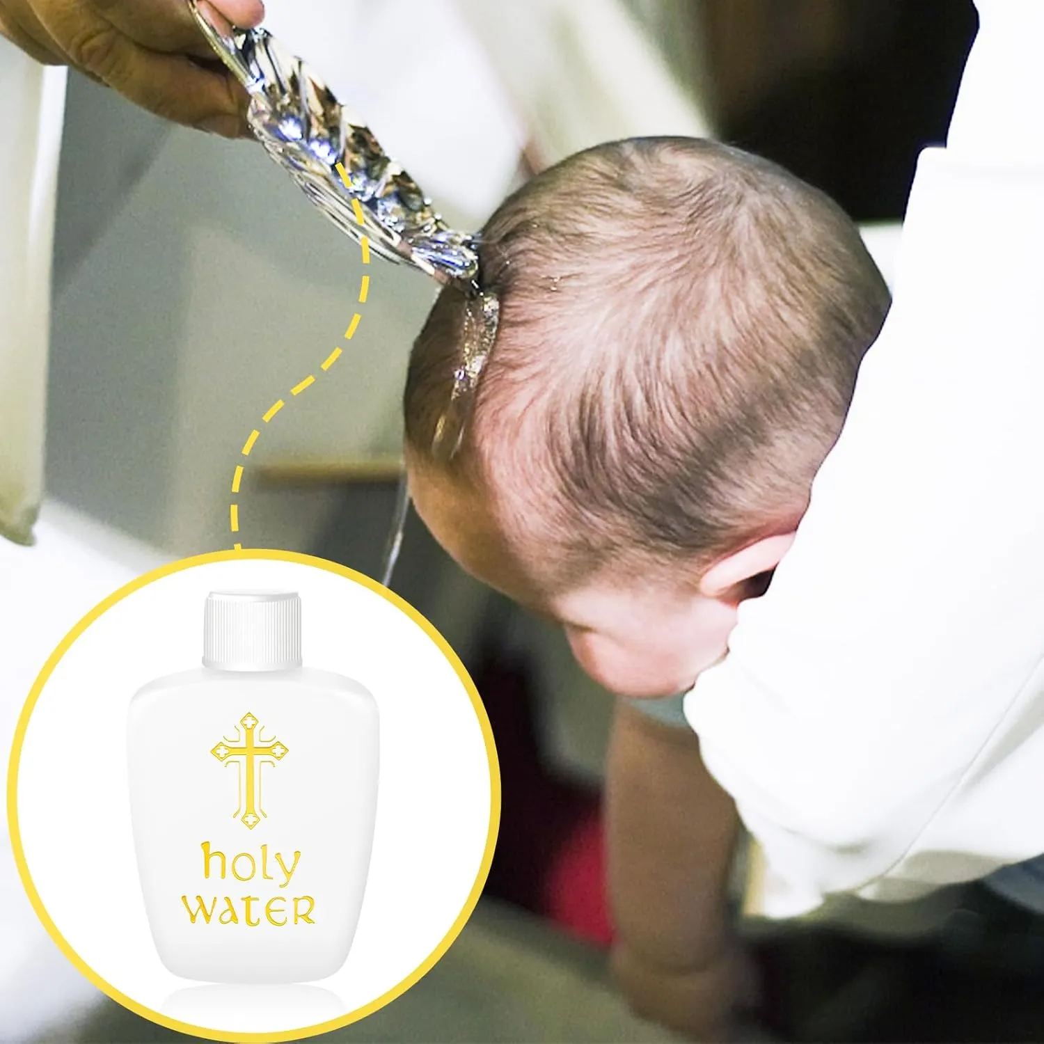 100 Pcs Holy Water Bottles Plastic 2oz Holy Water Container Empty Containers with Gold Cross for Catholic Christian Halloween First Communion Gift Thanksgiving Baptism Party Church 60ml