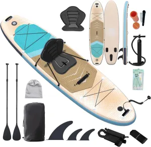 10.5ft Inflatable Paddle Board with Seat, Blow Up Paddle Boards with Kayak Seat for Adults, Stand-up Paddleboards, Inflatable Stand Up Paddle Board on Calm Lake