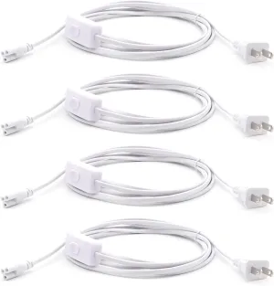 10FT T5 T8 LED Tube Light Power Extension Cord with On/Off Switch US Plug for Integrated Led Tube T5 T8 LED Wire Connector Power Cord (3 Meter - Pack of 4)