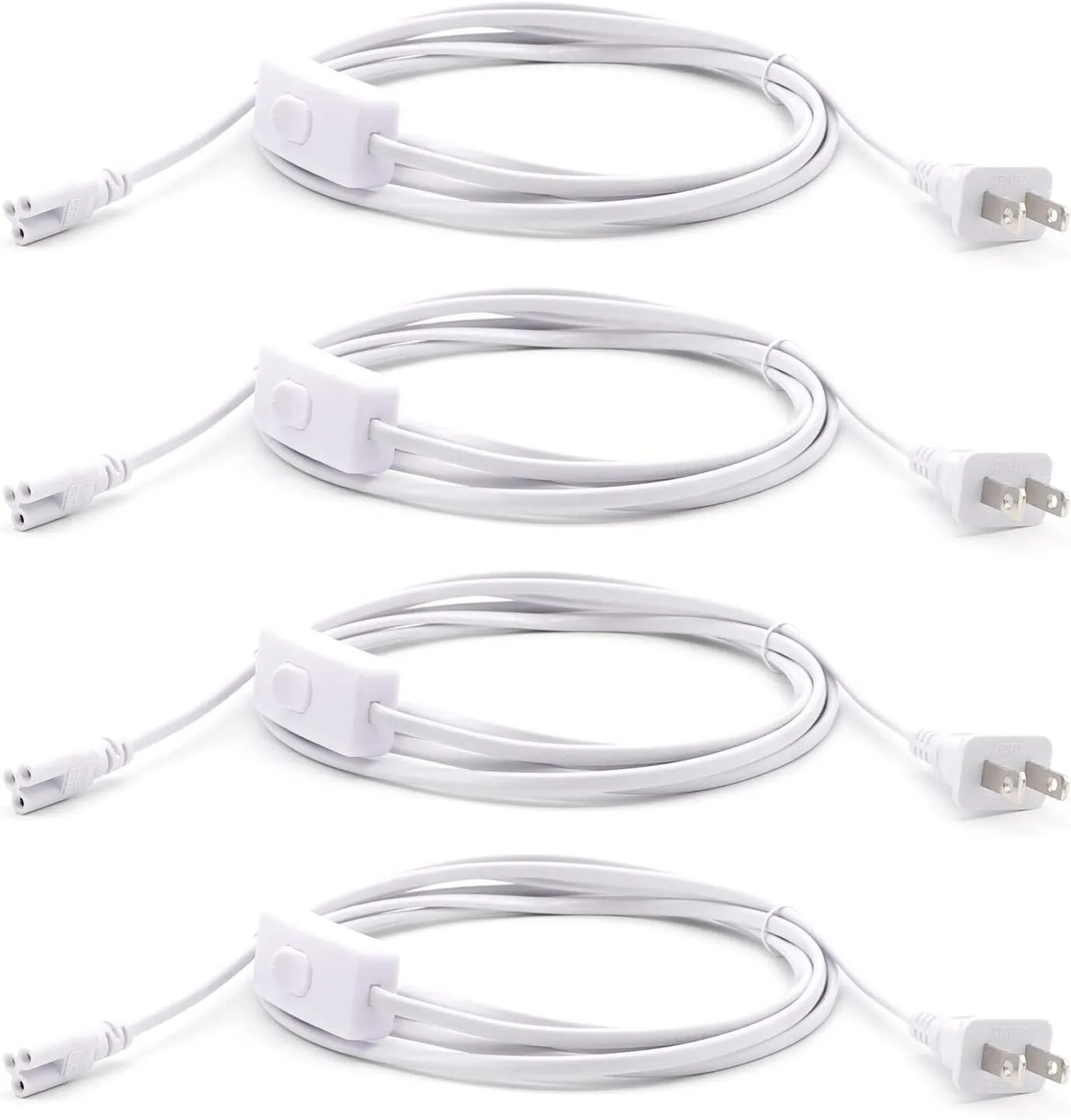 10FT T5 T8 LED Tube Light Power Extension Cord with On/Off Switch US Plug for Integrated Led Tube T5 T8 LED Wire Connector Power Cord (3 Meter - Pack of 4)