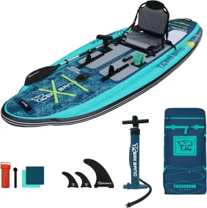 11'x47''x6'' Inflatable Fishing Kayak, High-Performance Inflatable Kayak-Ideal for Water Fishing Activities, Equipped with Comfortable Seats and Camera Base Versatile Accessories