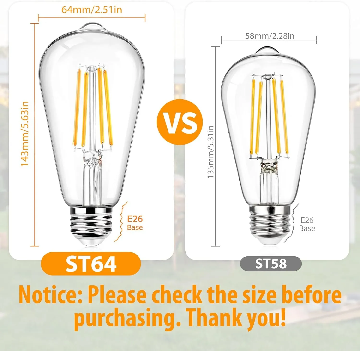 12Packs ST64 Large Vintage LED Edison Bulbs, 60W Equivalent 7W, 800Lumens, Dimmable Antique LED Filament, 2700K Warm White, E26 Medium Base Light Bulbs High Brightness Clear Glass for Bedroom Office