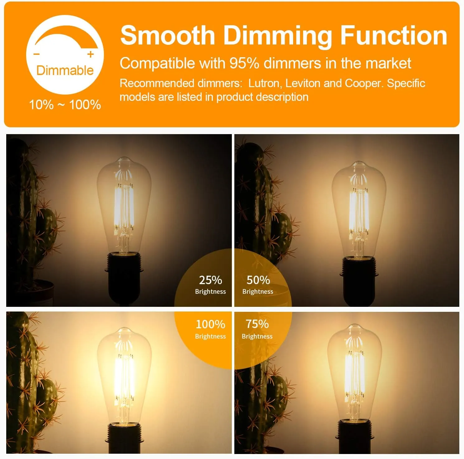 12Packs ST64 Large Vintage LED Edison Bulbs, 60W Equivalent 7W, 800Lumens, Dimmable Antique LED Filament, 2700K Warm White, E26 Medium Base Light Bulbs High Brightness Clear Glass for Bedroom Office