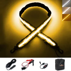 12V 4ft Led Light Strip Dimmable Camping Awning Light with 140 SMD 2835 LED Chips, Rv Accessories Waterproof IP67 Multi-Functional Use for Car Tent, Camper Motorhome White/Amber