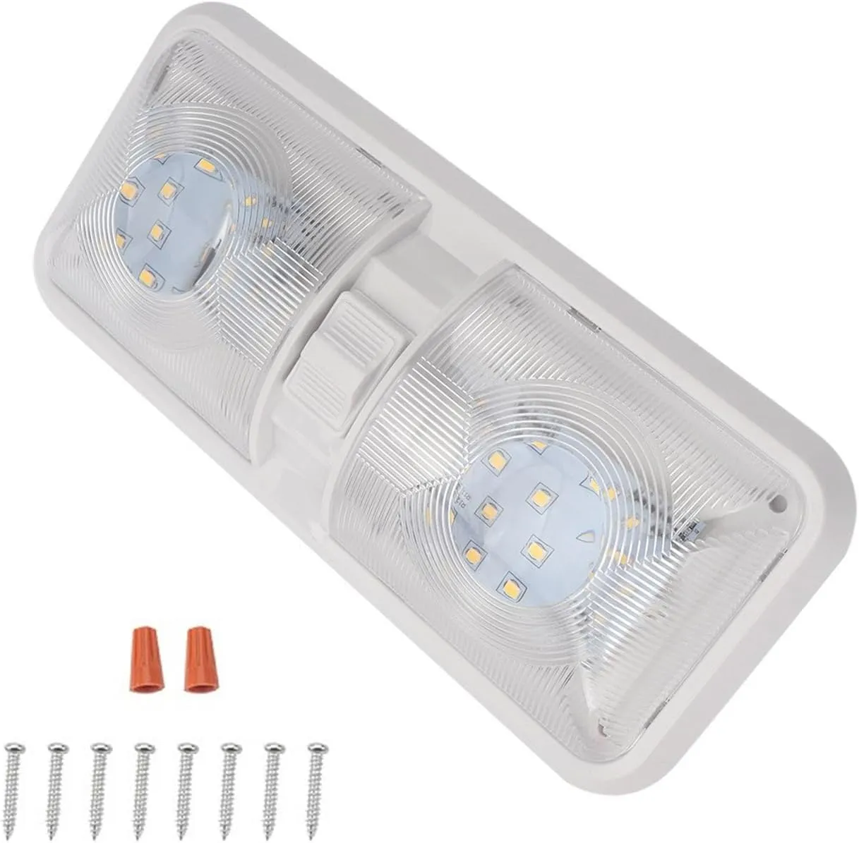 12V LED Light Ceiling Double Dome Light Interior Lighting for Marine Trailer Accessory Replacement Dome Light
