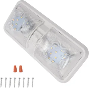 12V LED Light Ceiling Double Dome Light Interior Lighting for Marine Trailer Accessory Replacement Dome Light