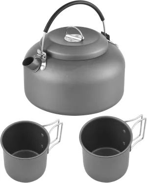 1.4 L Camping Kettle with anodized aluminum coffee pot and tea kettle, compact silicone water boiler for backpacks, compatible with outdoor stoves (Bollitore e 2 tazze)
