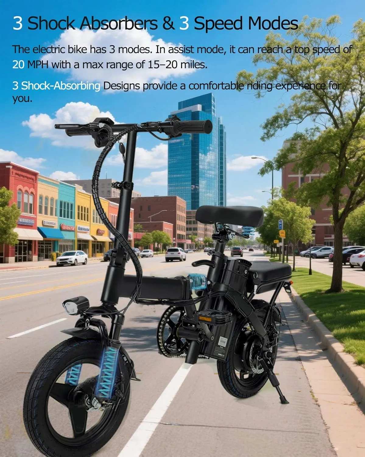 14"/20" Foldable Electric Bike, Small Ebike for Adults,Peak 500W Brushless Motor Max Speed 20MPH & Pas Range 18-23 Miles, Mini E-Bike for Commuter/Travel/School NJ