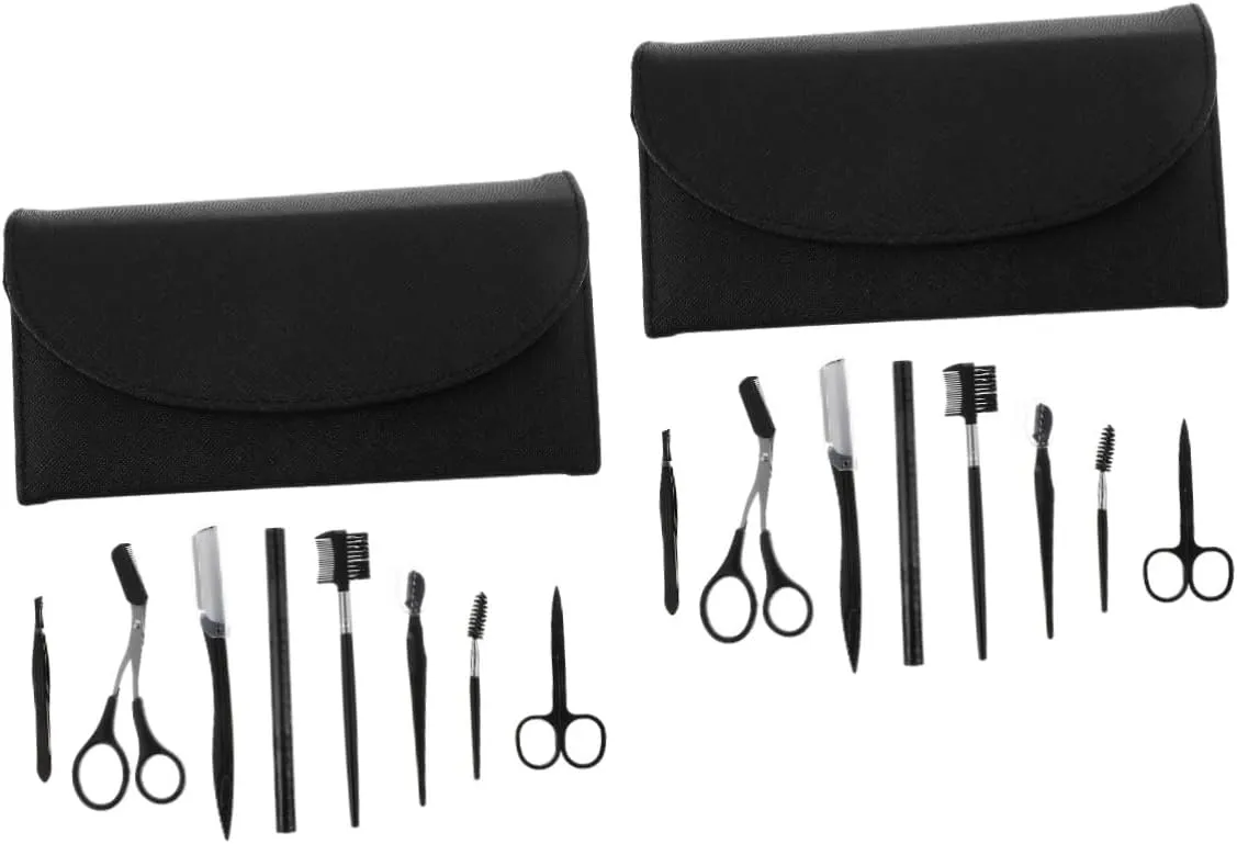 16pcs Eyebrow Grooming Kit Eyelash Curler Tools for Precise Trimming and Styling of Eyebrows Nose and Ear Hair for Home and