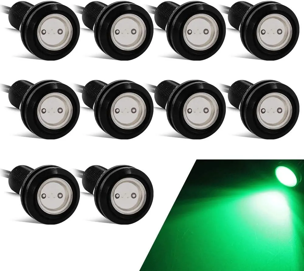 18mm Eagle Eye Led Lights High Power 9W Green Daytime Running Light Car Motorcycle DRL Car Accessories Marker Light Fog Lamp Backup Marker Light(10pcs)