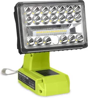 18V Light Compatible with Ryobi 18V Battery,18W 2000LM Spotlight with USB Port, Zinc Alloy 110 Degree Pivoting Head, Led Work Light Floodlight Spotlight