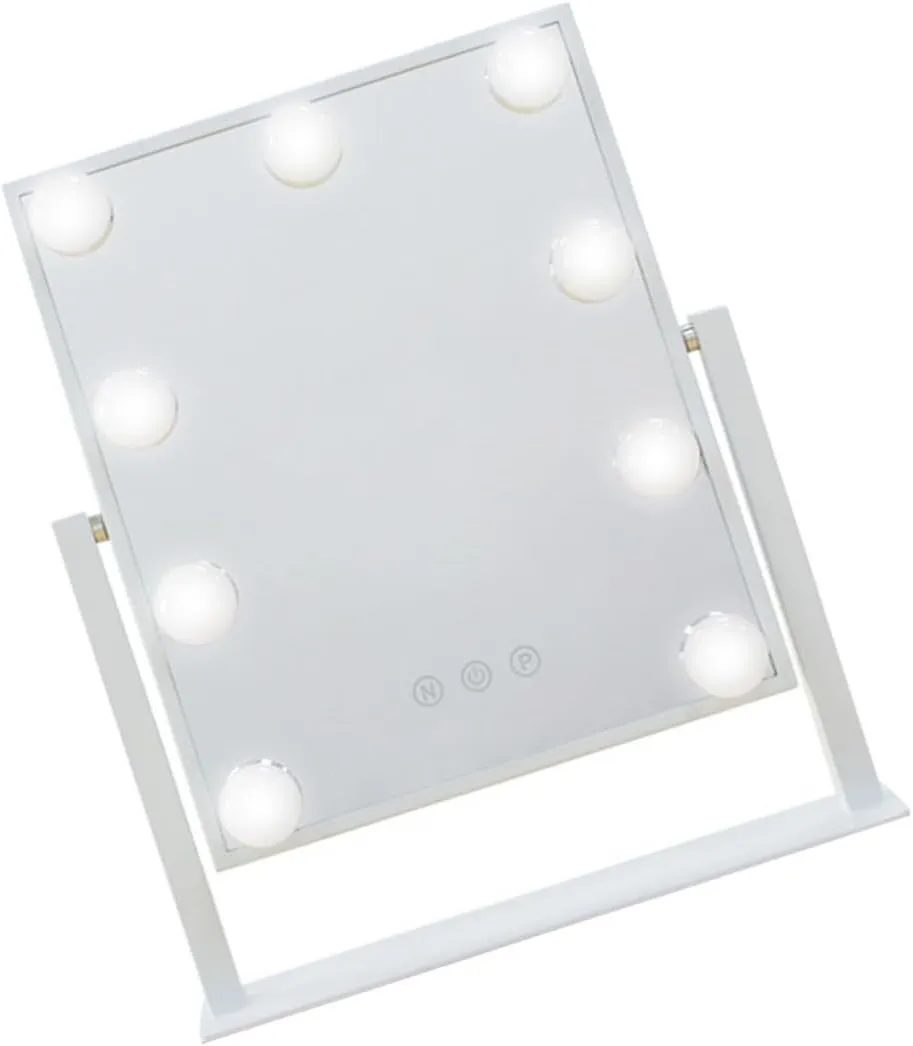 1Pc Portable LED Makeup Mirror Single Sided Desktop Cosmetic Mirror with Brightness for Home Use and All Ages