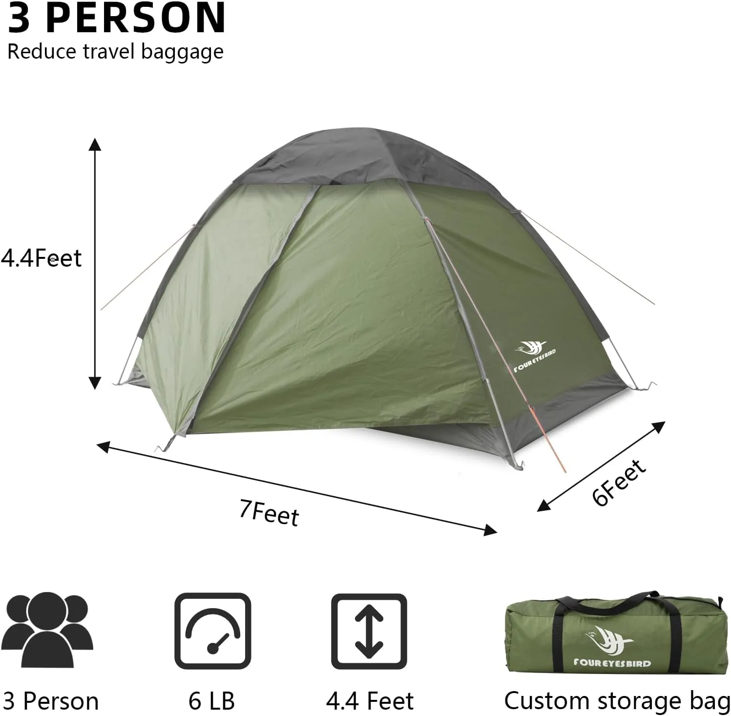 2-3 Person Backpacking Tent, 3-4 Season Lightweight Waterproof Tents with Two Doors for Outdoor Camping, Hiking, Family Beach Hunting Travel