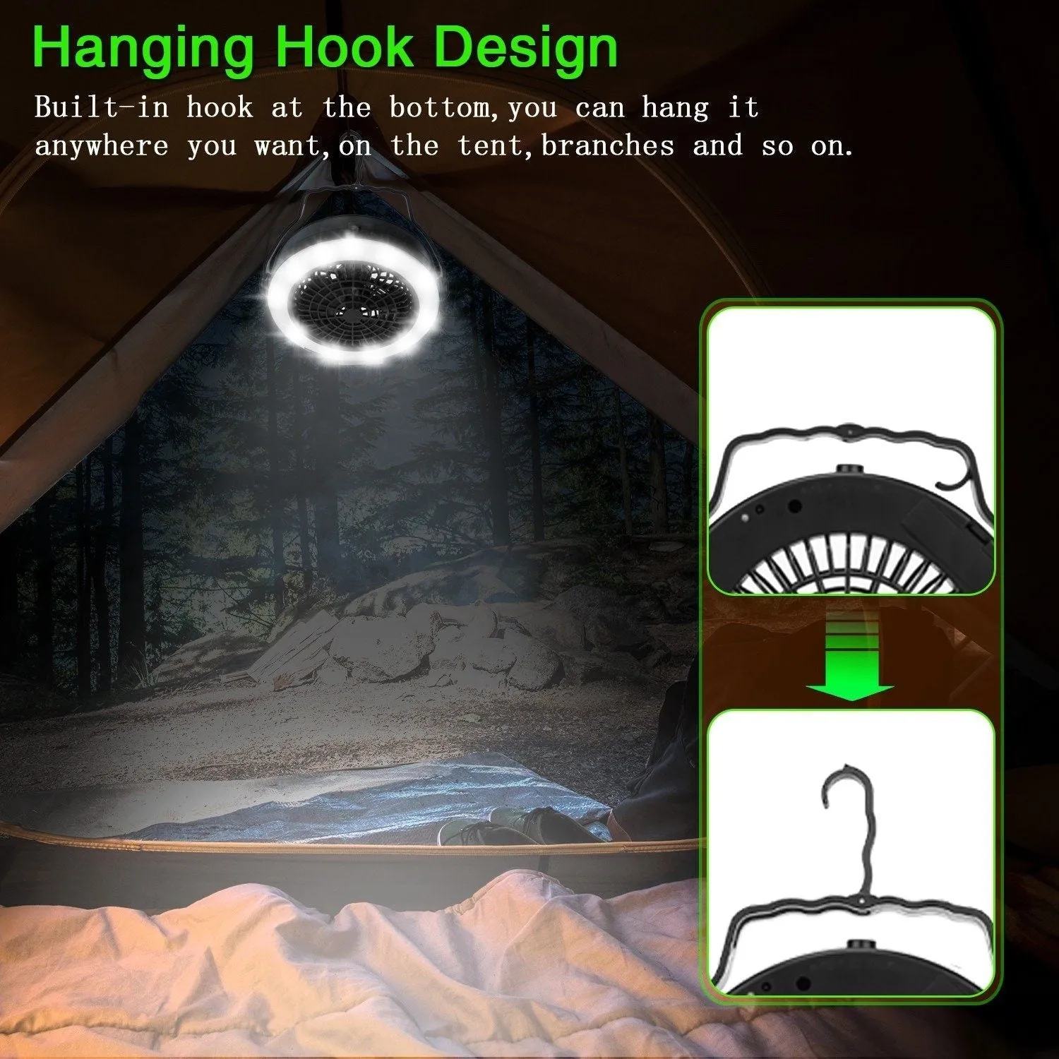 2-in-1 Outdoor Battery/USB Operated Portable Camping LED Fan