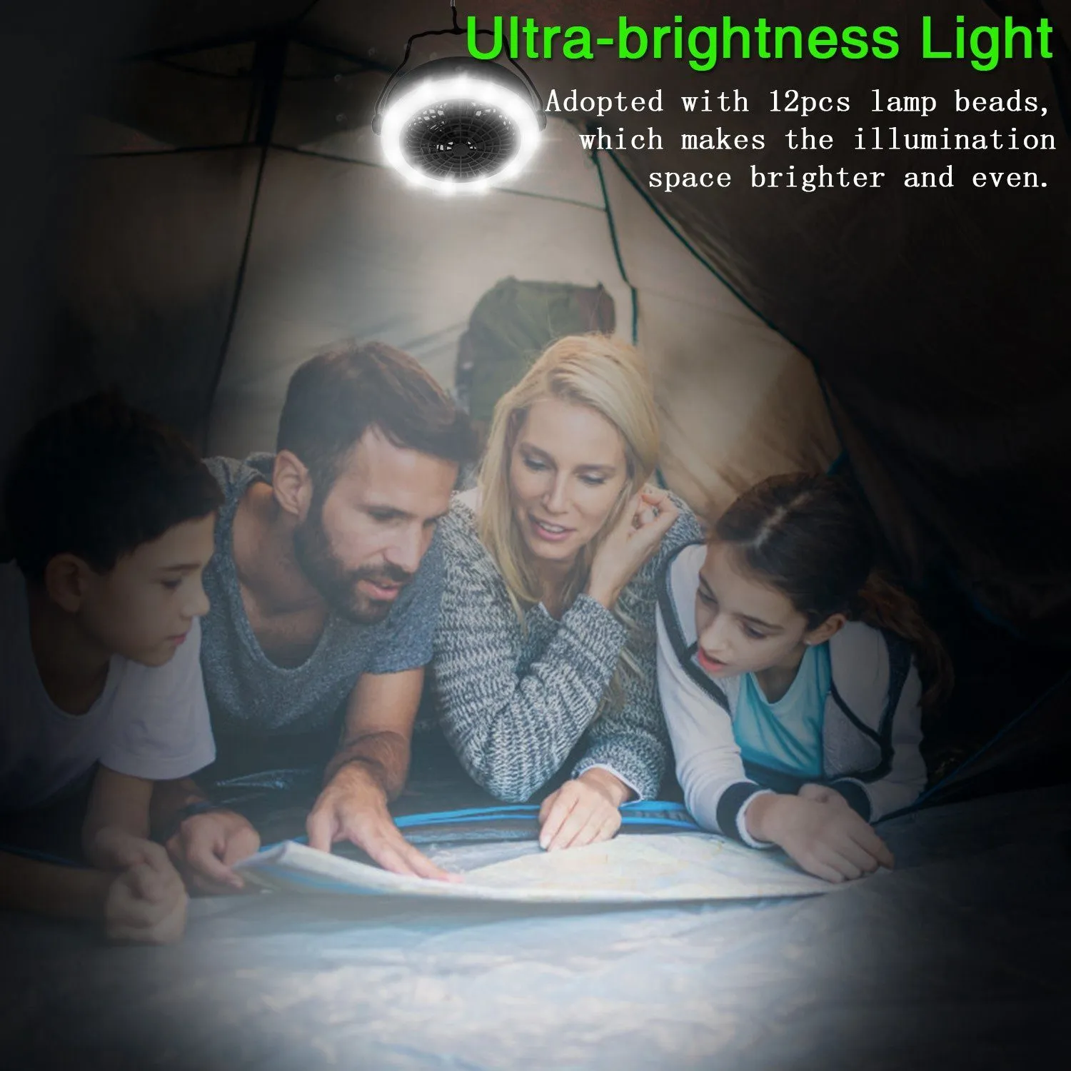 2-in-1 Outdoor Battery/USB Operated Portable Camping LED Fan