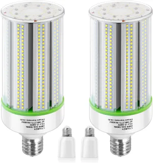 2-Pack 50W Corn LED Light Bulb, E26/E39 Base, 120-277V 5000K, Replaces HID/HPS/CFL/Metal Halide, Indoor/Outdoor