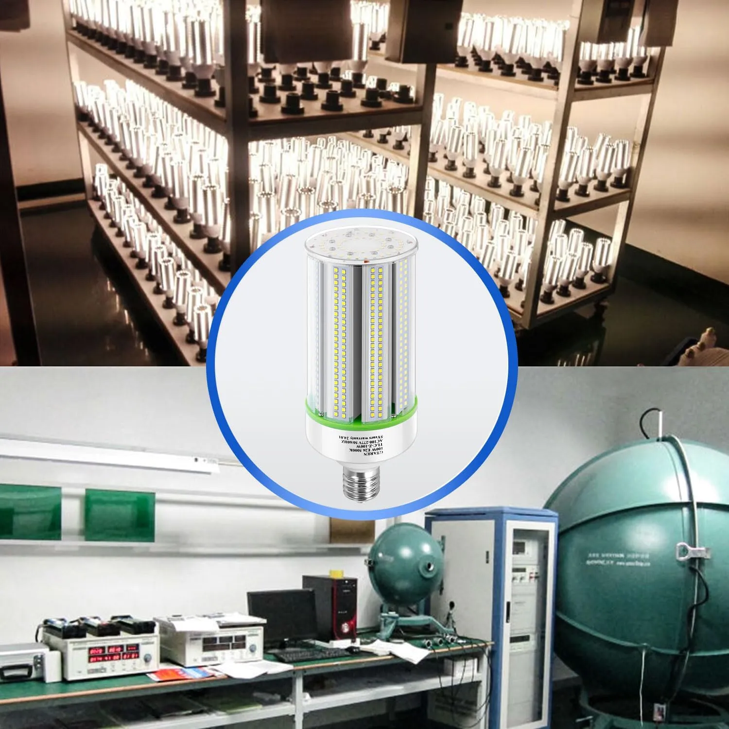 2-Pack 50W Corn LED Light Bulb, E26/E39 Base, 120-277V 5000K, Replaces HID/HPS/CFL/Metal Halide, Indoor/Outdoor