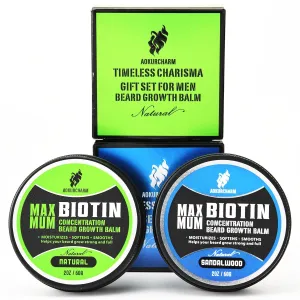 2 Pack Beard Balm for Men – Sandalwood & Unscented – Biotin-Infused Balm for Beard Growth & Styling – Softens, Thickens & Conditions – Gift Set for Father’s Day, Anniversaries & Christmas