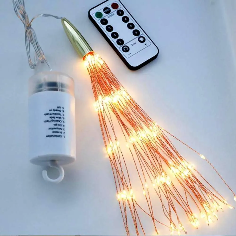 2 Pack Starburst Sphere Lights,200 LLED Firework Lights, 8 Modes Dimmable Remote Control Waterproof Hanging Fairy Light, Copper Wire Lights for Patio Parties Christmas (Battery Operated)