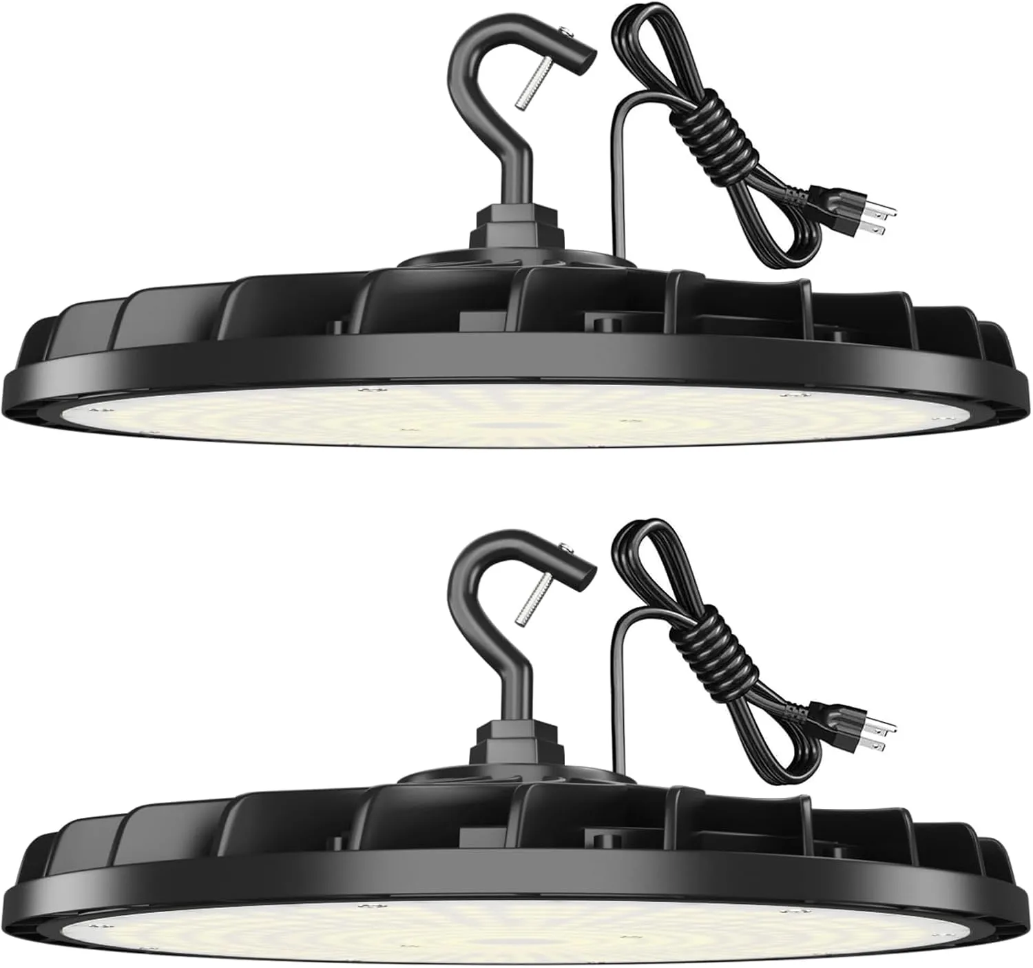 2 Pack UFO LED High Bay Light 150W, Plug & Play LED High Bay Light, 21000LM with US Plug, IP65 Waterproof Shatterproof Commercial Bay Lighting for Warehouse Barn Garage Workshop Factory