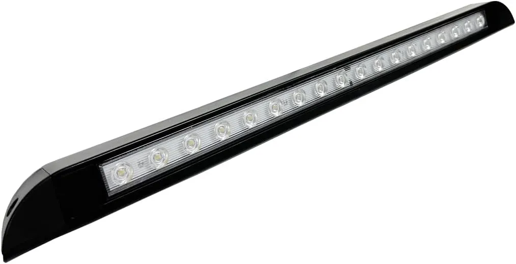 20 Inch RV LED Awning Porch Light Fixture, Down Angle Flood Beam Exterior Lights 6000K Cool White Low Current Draw 12V/24V DC, Plastic Housing Black Finish, for Camper Truck Trailer, 2 Pack