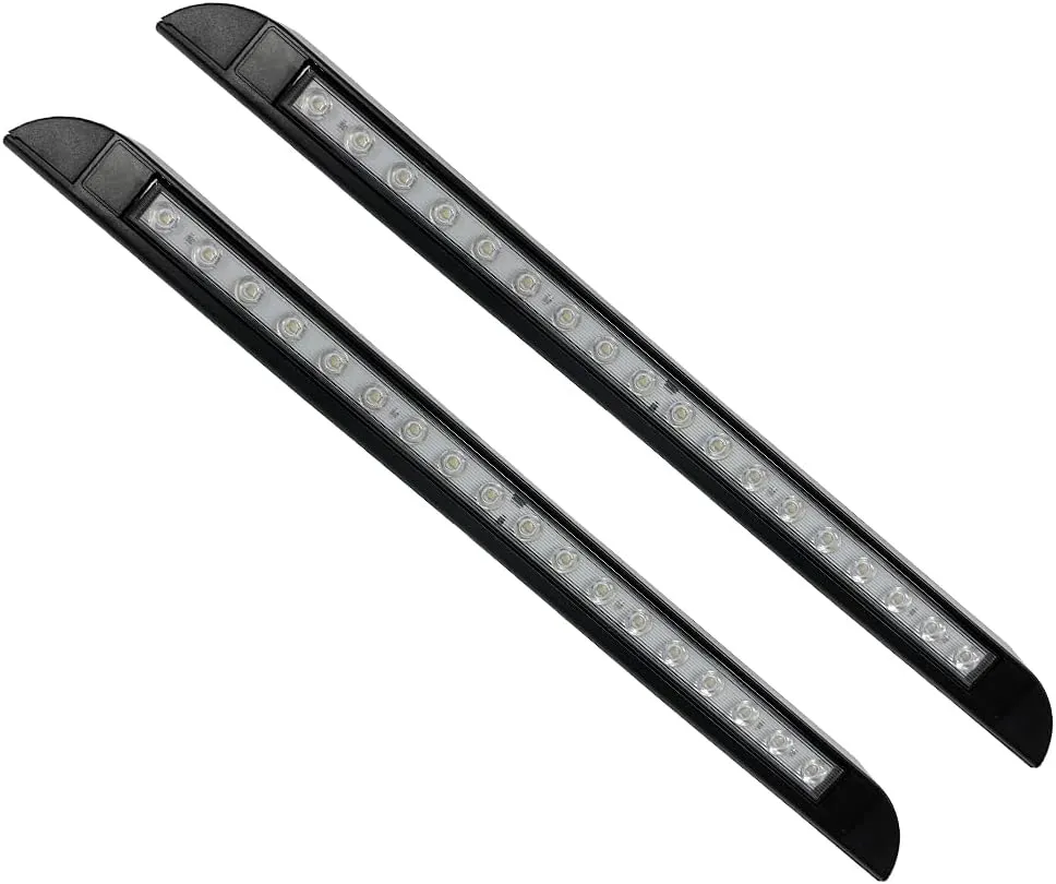 20 Inch RV LED Awning Porch Light Fixture, Down Angle Flood Beam Exterior Lights 6000K Cool White Low Current Draw 12V/24V DC, Plastic Housing Black Finish, for Camper Truck Trailer, 2 Pack