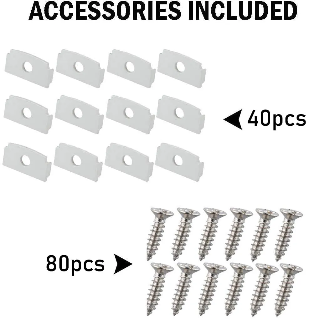 20-Pack 6.6FT/2 Meter Plaster-in Recessed Slim LED Aluminum Channel with Flange for LED Strip, Aluminium LED Profile with Clip-in Diffuser and End Caps …