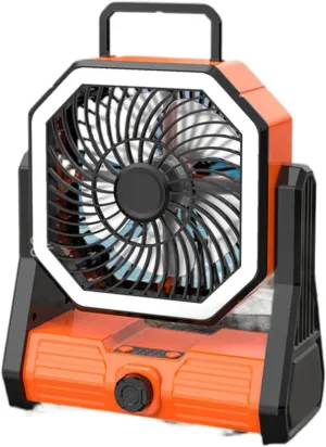 20000mAh Camping Fan with Hook Handle for Tent Camping Rechargeable Fan Camping with Led Light for Travel Office