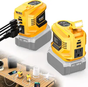 200W Portable Power Inverter for Dewalt/Milwaukee 18V,Ecarke Outdoor Generato Battery Converter with 2 USB&LED&AC Battery Powered Outlet (2PC for DeWalt 20V)