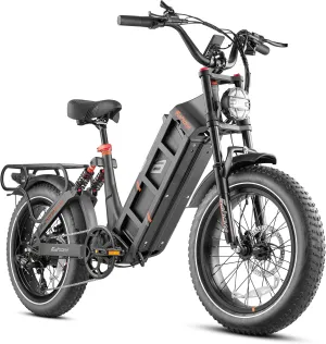 2025 Juliet Pro II 70Ah/60Ah 4400W/1700W/1200W Electric Bike for Adults Dual Motor Long Range 100-200 Miles Ebike 28-43MPH ​​20" Fat Tire E-Bike Full Suspension Step-Thru Electric Bicycle