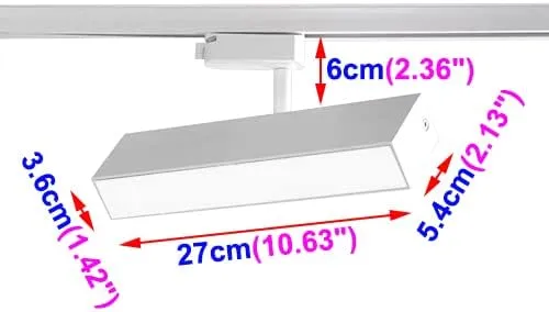 20W LED L Type Rail Track Light(Fits Lightolier Type Track) Rotate Flood Light Ceiling Lamp Fixture White-Finish Pure White