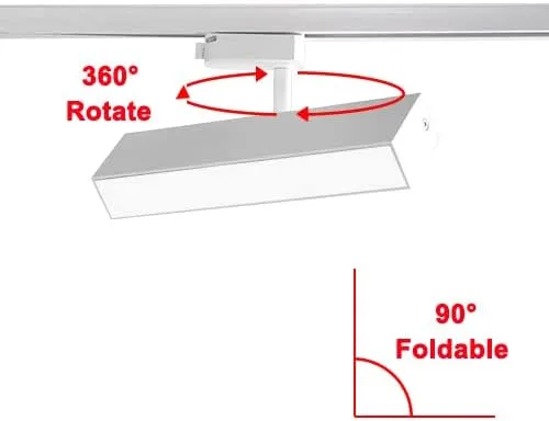 20W LED L Type Rail Track Light(Fits Lightolier Type Track) Rotate Flood Light Ceiling Lamp Fixture White-Finish Warm White