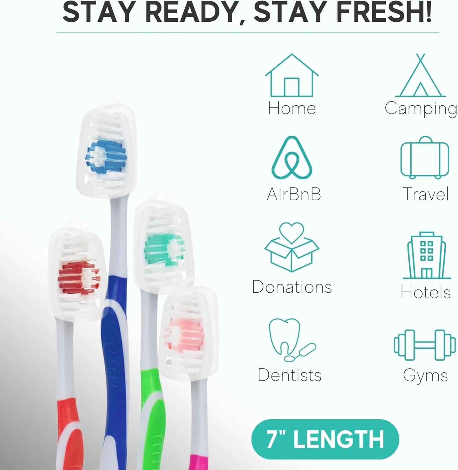 240 Pack Bulk Toothbrushes w/Cover Caps, Individually Wrapped Disposable Travel Toothbrush, Value Size, Long Lasting 3  Months, Med-Soft Manual Teeth Brush Bristles, 4 Colors (Red Green Blue Pink)