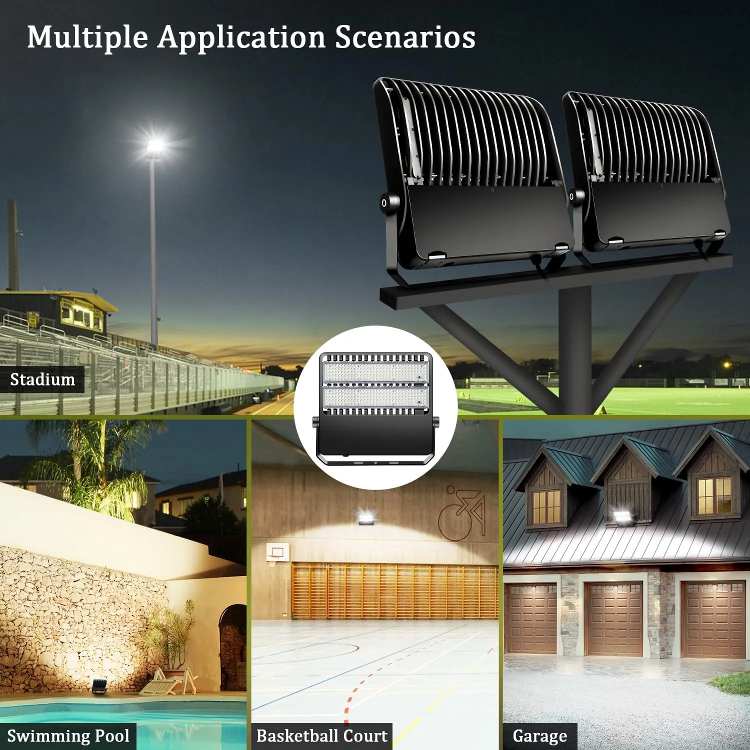 240W LED Stadium Flood Lights Outdoor 36000LM Super Bright Yoke Wall Mount Parking Lot floodlights 5000K 100V-277V Commercial IP65 Waterproof 240 Watt Shoebox Barn Lamp for Arena Court