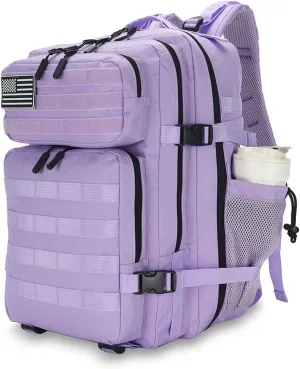 25L Tactical Backpack for Men Women Military Backpack Army Assault Pack Molle Backpack Small Bug Out Bag Travel Rucksack Daypack (Light Purple)
