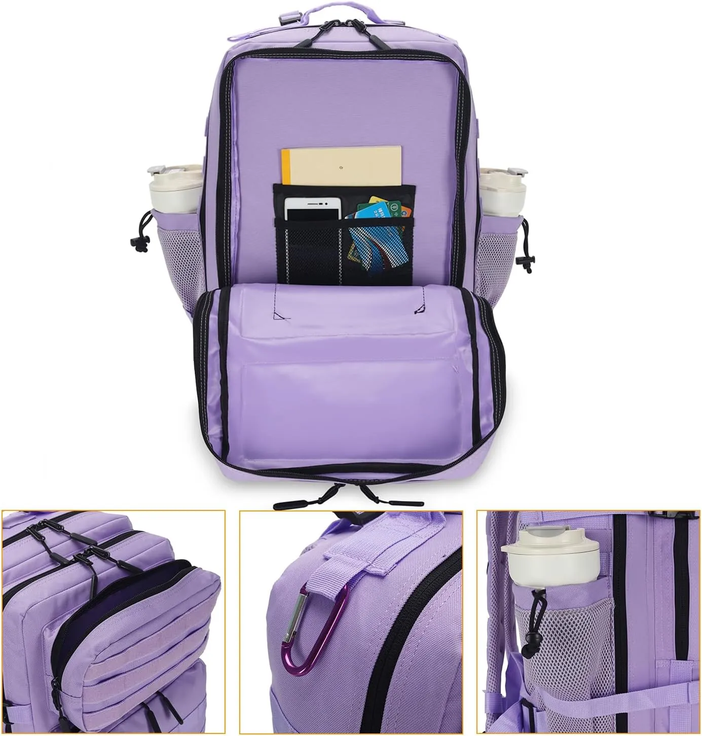 25L Tactical Backpack for Men Women Military Backpack Army Assault Pack Molle Backpack Small Bug Out Bag Travel Rucksack Daypack (Light Purple)