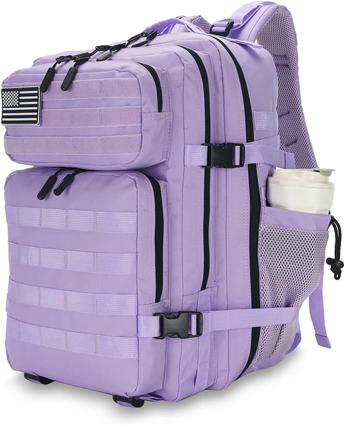 25L Tactical Backpack for Men Women Military Backpack Army Assault Pack Molle Backpack Small Bug Out Bag Travel Rucksack Daypack (Light Purple)