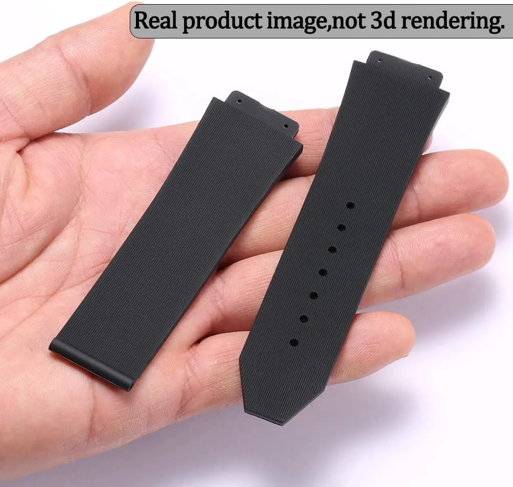 25mm x 19mm Replacement Rubber Strap Compatible with Hublot Big Bang Silicone Watch Band Sports waterproof Linear texture bracelet