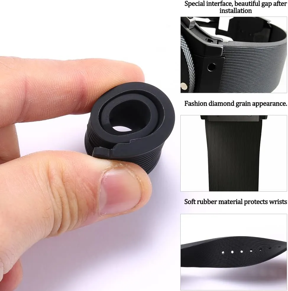 25mm x 19mm Replacement Rubber Strap Compatible with Hublot Big Bang Silicone Watch Band Sports waterproof Linear texture bracelet