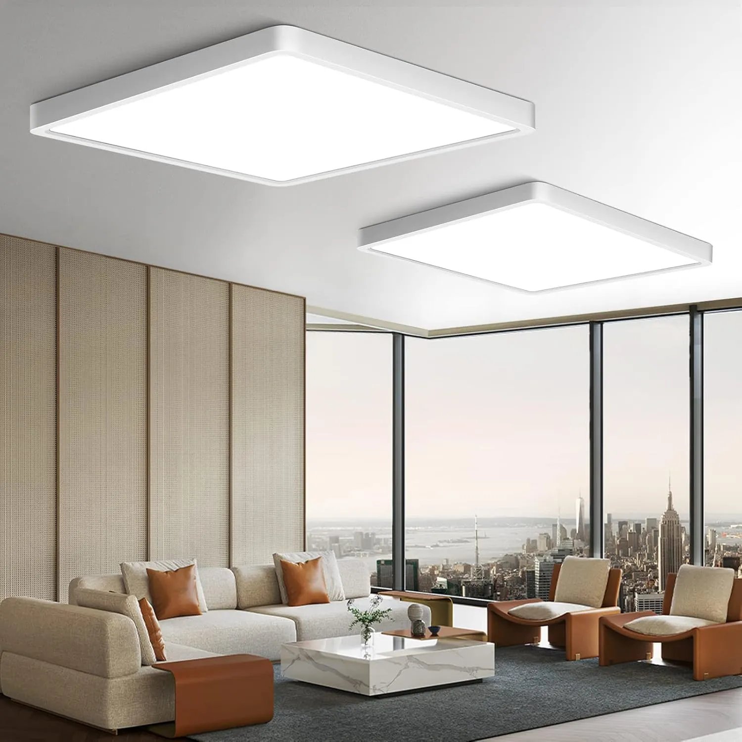 2Pack 12 Inch 24W Square LED Ceiling Light, 5000K Daylight White 3200LM Ultra Bright Ceiling Lights Flush Mount LED Ceiling Lighting Fixture Super Thin for Kitchen Bathroom Hallway Living Room