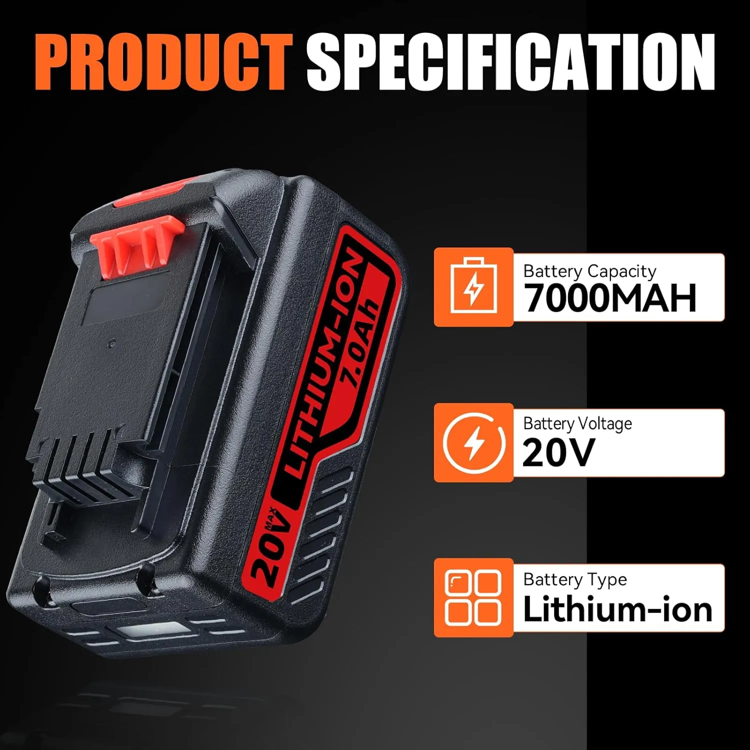 2Pack 7000mAh Replacement for Black and Decker 20V Battery Compatible with Black and Decker Battery 20V LB2X4020 LBXR20 LB20 LBX20 LBXR2020 LBX4020 LB2X4020-OPE LBXR20-OPE Li-ion