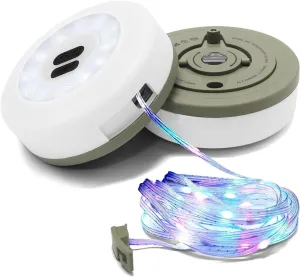 2Pack Camping String Lights, 4 in 1 Quick Storage 32.8FT Rechargeable Tent Lights with 6 Modes Hanging Waterproof Camp Lamp Camping Essentials for AwnTent Hiking Yard Garden Bedroom Festival