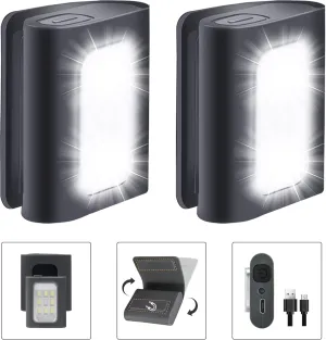 2Pack Clip on Running Lights, Rechargeable Magnetic LED Safety Lights with Red Strobe, Waterproof, USB Charging, Flashlight for Night Jogging, Dog Walking, Hiking Backpack, Cycling
