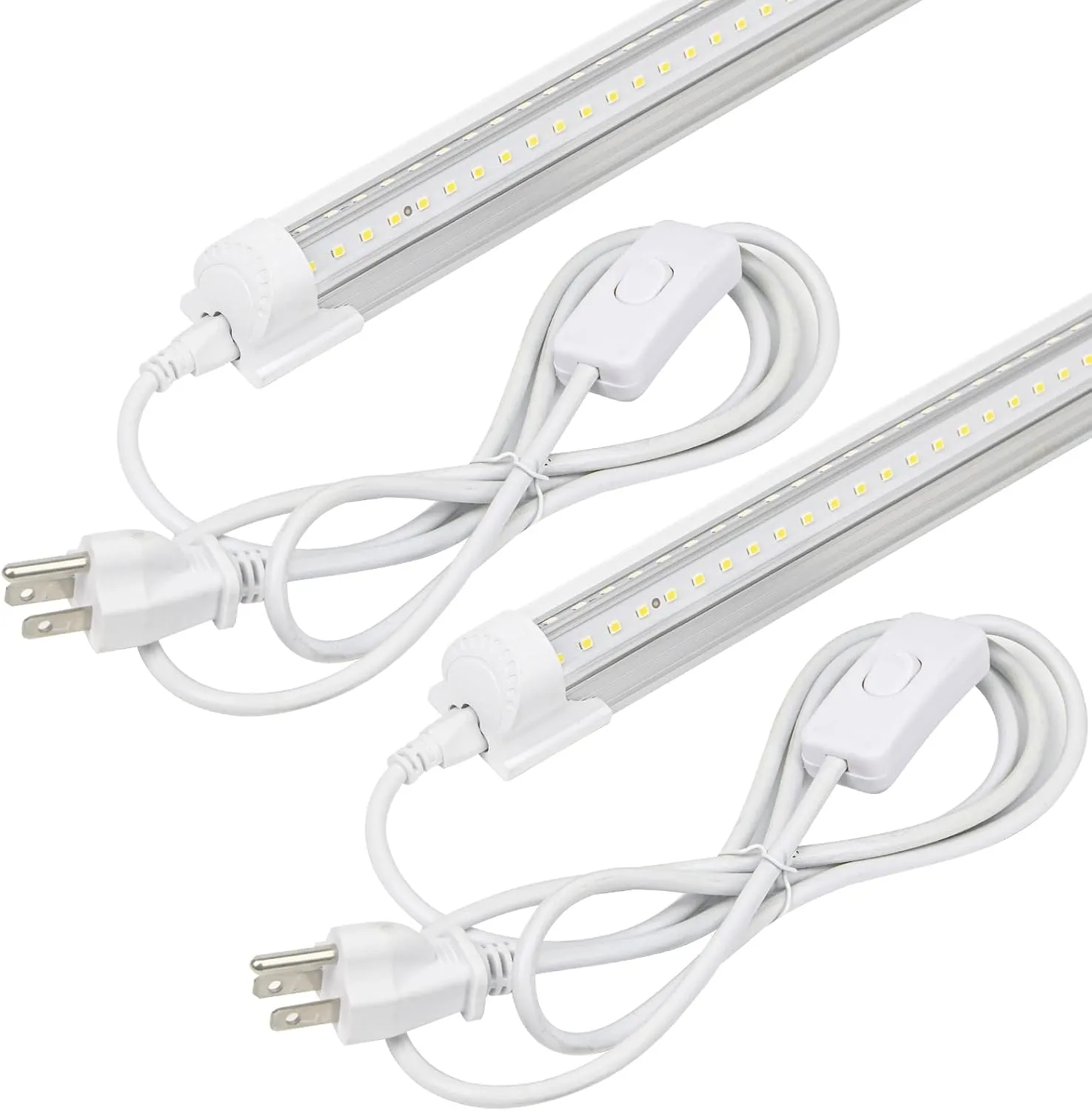 2Pack LED Shop Light 2FT,V Shape Integrated T8 LED Tube Light,3000LM,20W,5000K Super Bright White,High Output Linkable Shop Lights