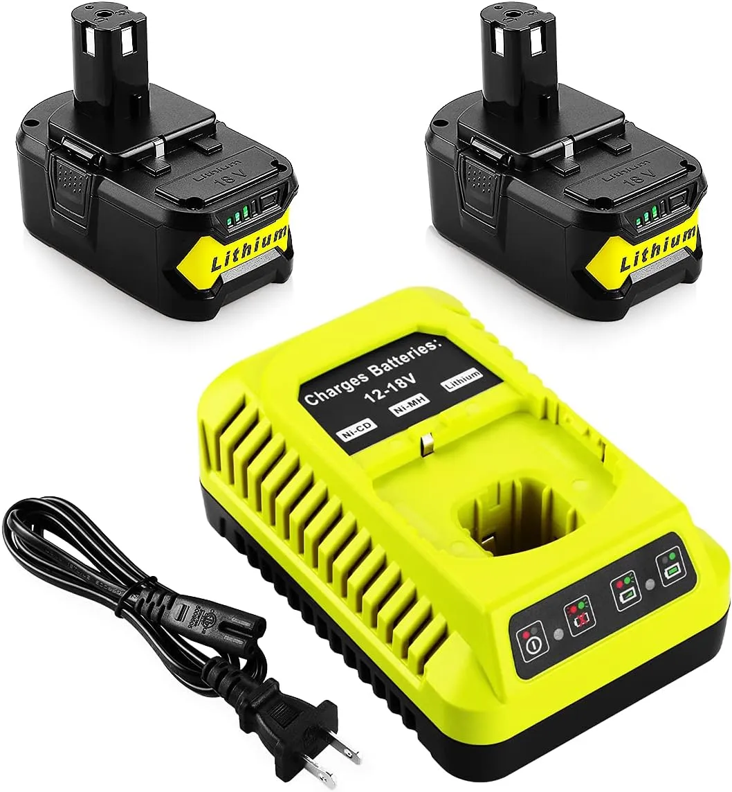 2Pack P108 18V 6.5A Replacement Ryobi 18V Batteries and Charger Kit, for ONE  18-Volt Lithium Battery P104 P105 P102 P103 P107 P108, with a P117 P118 Fast Charger for Ryobi Battery