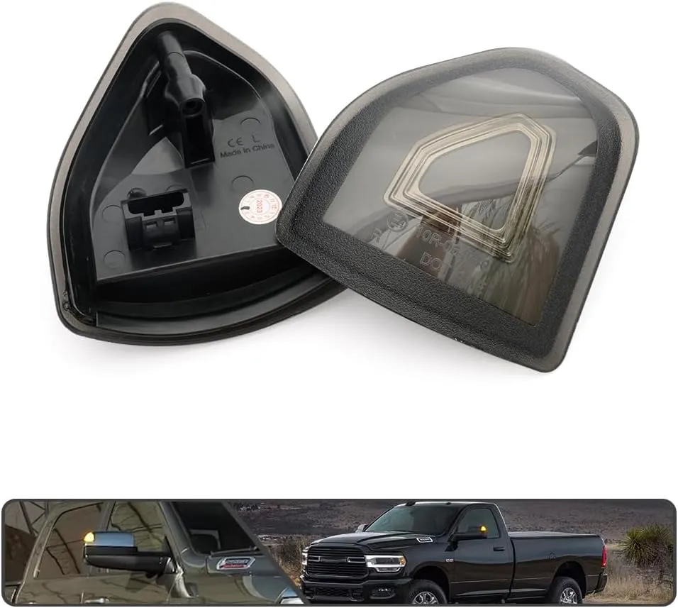 2Pcs Amber LED Mirror Light Turn Signal Light for Dodge Ram 1500 2021 2022 2023, for Ram 1500 Classic 2022 2023, for Ram 2500 3500 2019-2022 White LED Parking Running Light Smoked Lens